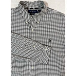 Polo Ralph Lauren Cotton Stretch Tattersall Check Black White XXL Pony Oxford